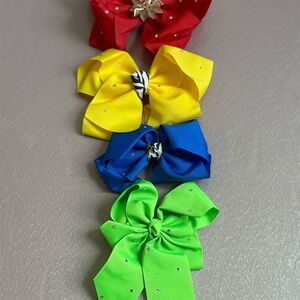 Multicolor Grosgrain Ribbon Hair Bows Set of 4‎ with Swarovski crystals